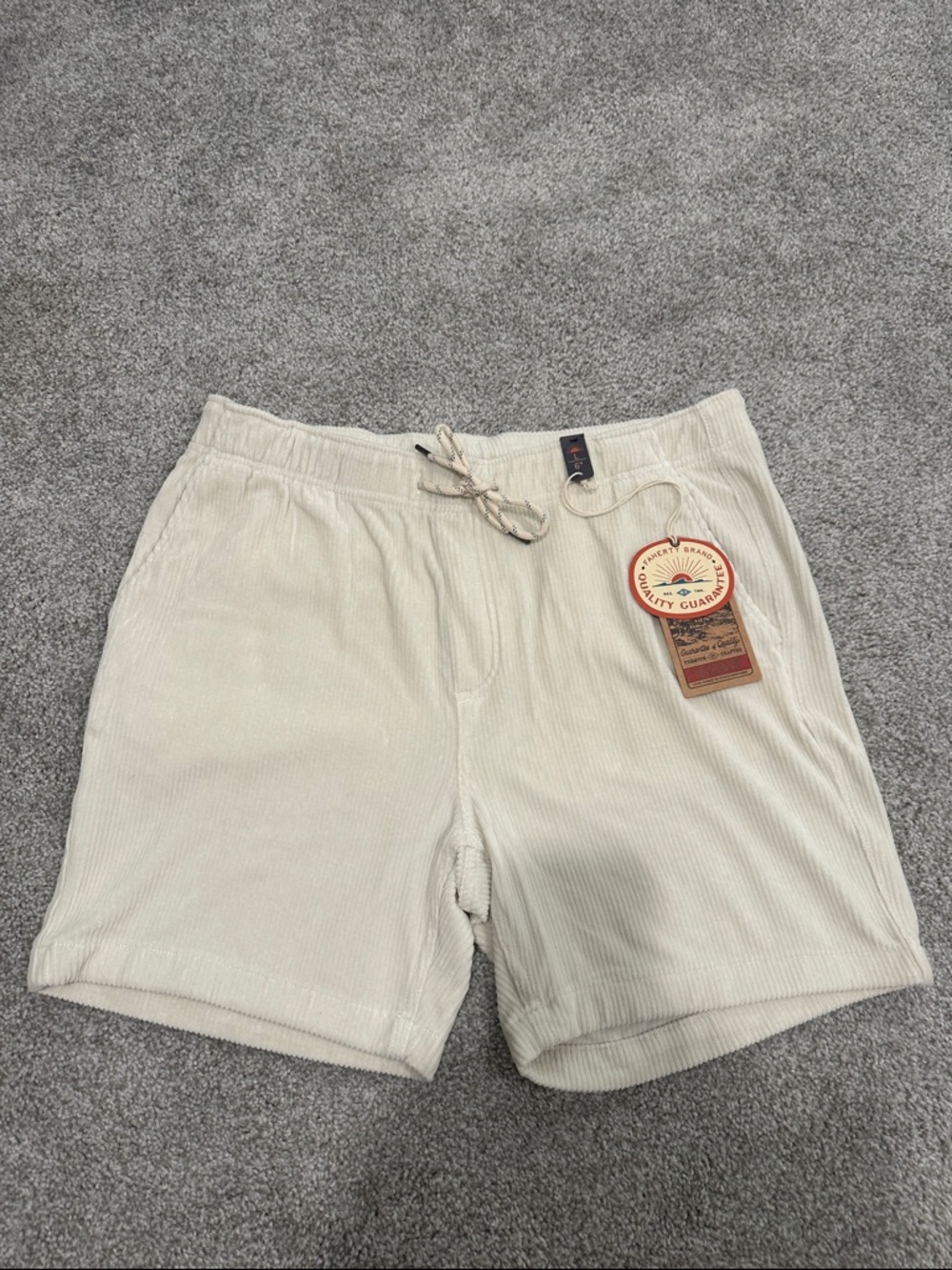 Faherty Men's Cream Corduroy Drawstring Shorts